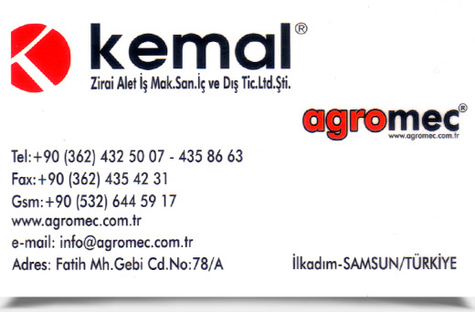 AGROMEC - KEMAL ZİRAİ, ALET İŞ MAK. SAN. İÇ ve DIŞ TİC. LTD. ŞTİ.